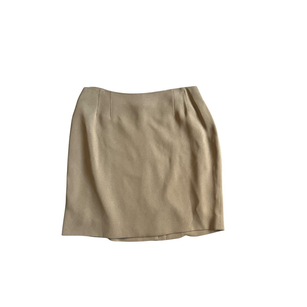 Emanuel Ungaro Tan Pencil Skirt Sz 12 / 46 | Back Slit Career Office Corpcore